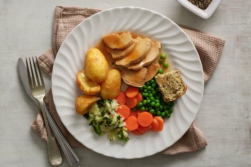 Sliced chicken in gravy